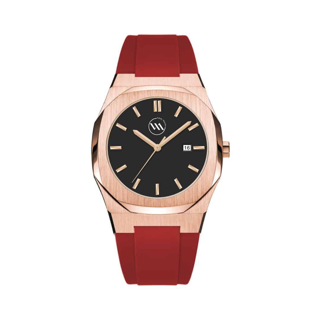 APOLLO – Rose Gold Stainless Steel Black Strap – 41mm Japanese Movement Limited Edition Watches Men’s Watches with Gems