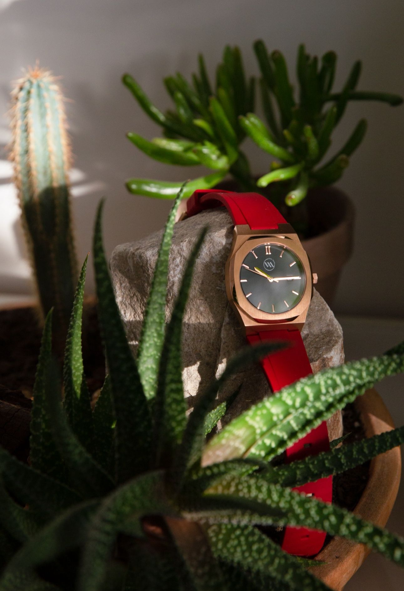 APOLLO – Rose Gold Stainless Steel Red Strap - 41mm