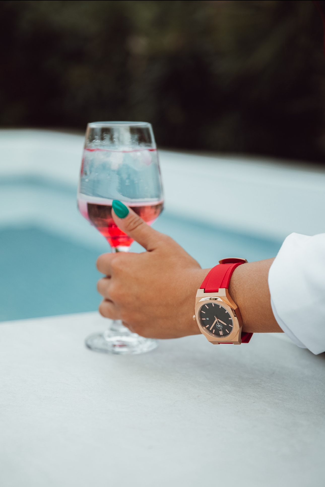 APOLLO – Rose Gold Stainless Steel Red Strap - 41mm