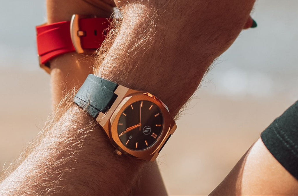 APOLLO – Rose Gold Stainless Steel Black Strap - 41mm