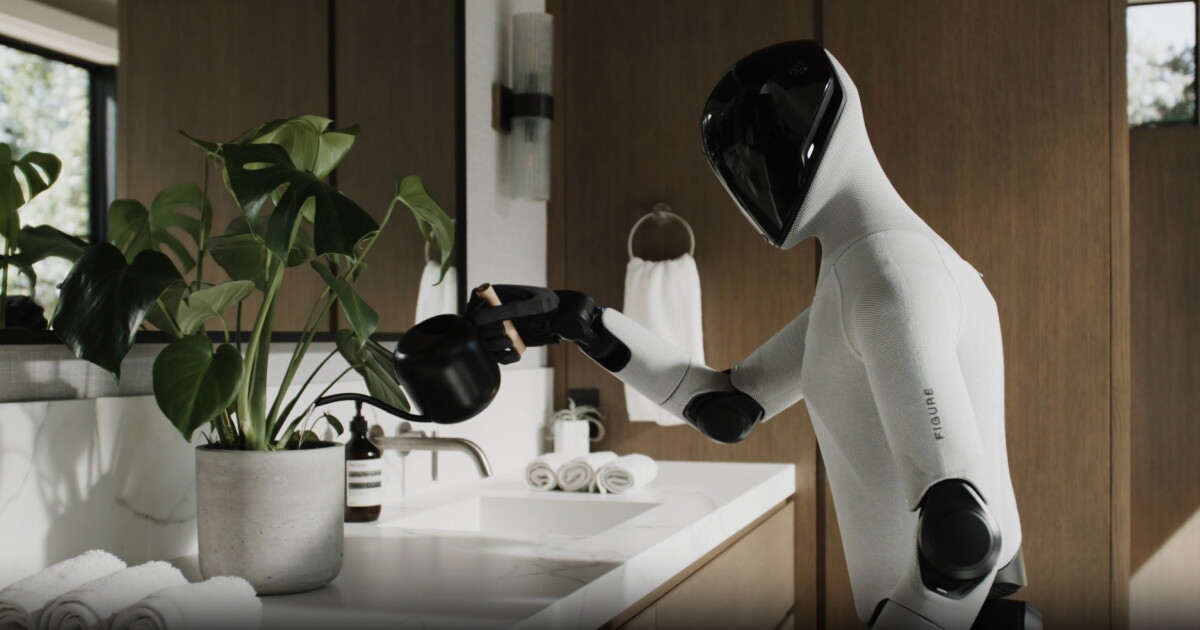 robot watering flowers